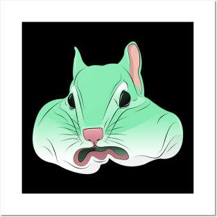 cute cyan squirrel face Posters and Art